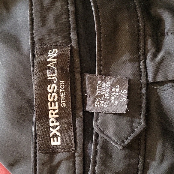 Express Jeans Women's Shiny Black Stretch Front Pocket Pants, Size: 5/6 - Picture 6 of 9